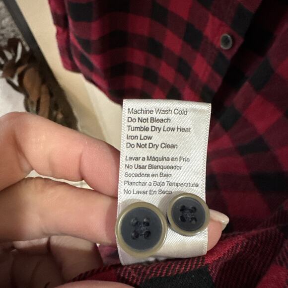 JACHS Men’s Brawny Flannel Shirt Black and Red Size Large/Tall - Picture 6 of 16